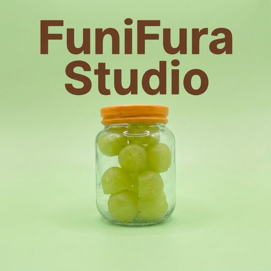 Funifura Studio フルーツジャースクイーズ 183g|ぎゅっぎゅ泥感触り心地|硬め高密度タイプ|カラフルフルーツデザイン|ハンドメイド癒しトイ