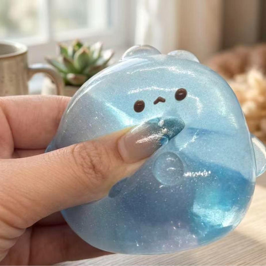 100g 水玉うさぎ|シークレットあり 20個に1個の確率で水玉ギャラクシーうさぎ|てのひらサイズの青いうさぎスクイーズ|ぷるぷる水感×すぐ戻る早戻り|水のしずくから生まれたデザイン|握って癒される・ASMR・ストレス解消|FuniFura Studio 手作り