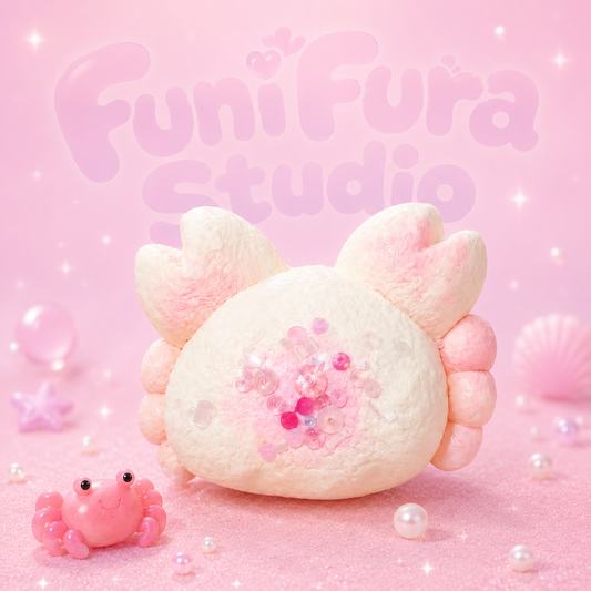 プレミアム縫い目　Funifura Studio マシュマロカニちゃんスクイーズ 175g｜大人気再販モデル｜ソフトクリーム感　ふわふわ低反発｜ゆるかわデザイン｜ハンドメイド癒しトイ