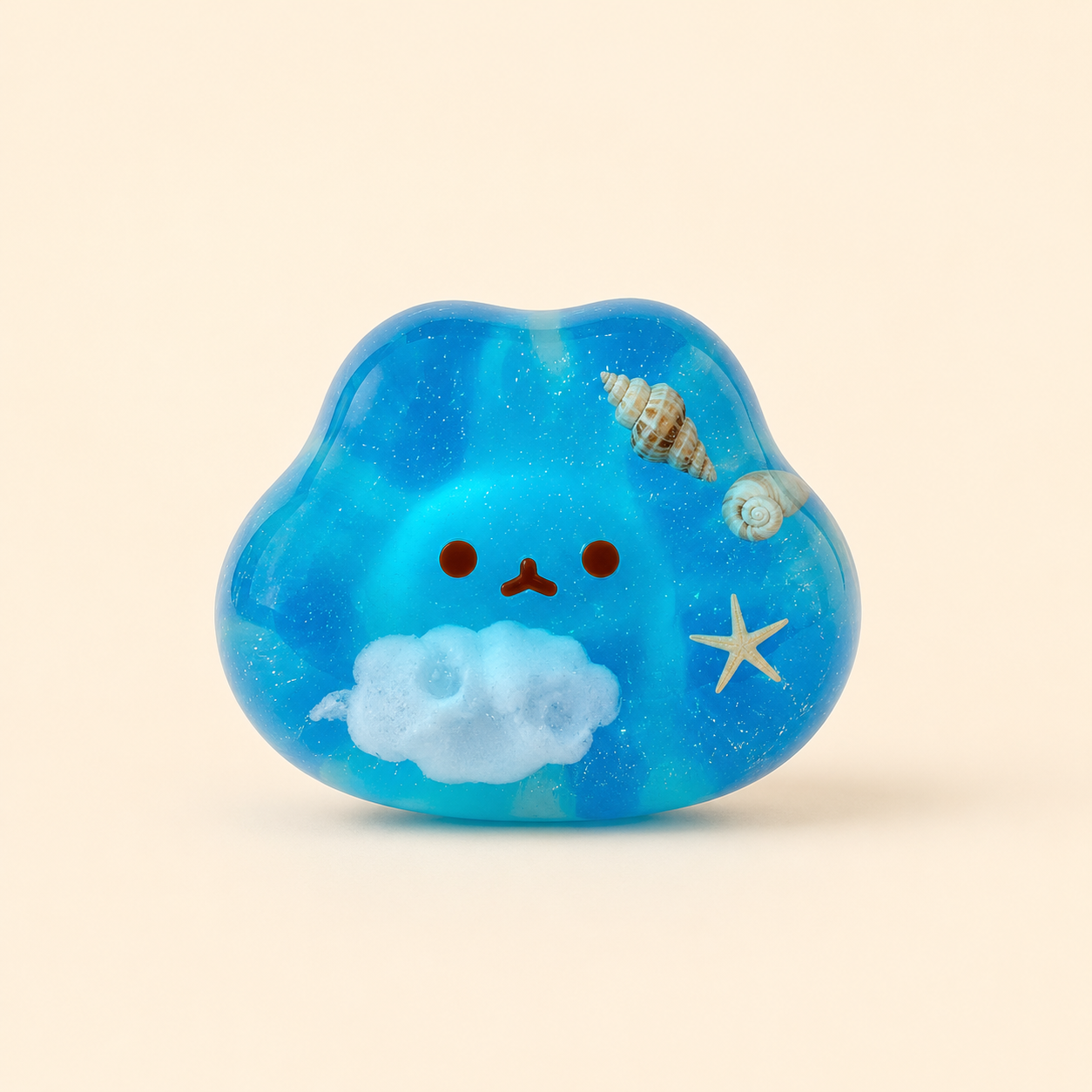 57g 水感 お天気図鑑 雲うさちゃんスクイーズ｜透けるツヤ感の雲うさぎが可愛い手作りミニサイズ｜バッグにちょこんと癒し