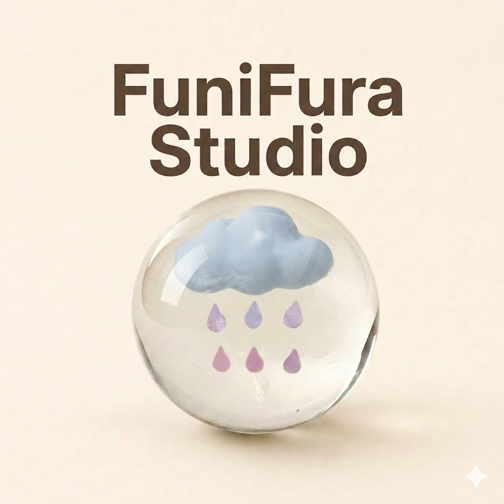 Funifura ｜ ～あめふり水玉 ～ もちとろスクイーズ　水感スクイーズ｜ぷるん ぷるぷる ぷにぷに｜ もちとろ触感｜雲と雨を閉じ込めて｜片手で握れる癒しサイズ・ストレス解消・ASMR・かわいい雑貨