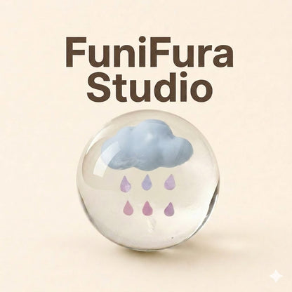 Funifura ｜ ～あめふり水玉 ～ もちとろスクイーズ　水感スクイーズ｜ぷるん ぷるぷる ぷにぷに｜ もちとろ触感｜雲と雨を閉じ込めて｜片手で握れる癒しサイズ・ストレス解消・ASMR・かわいい雑貨