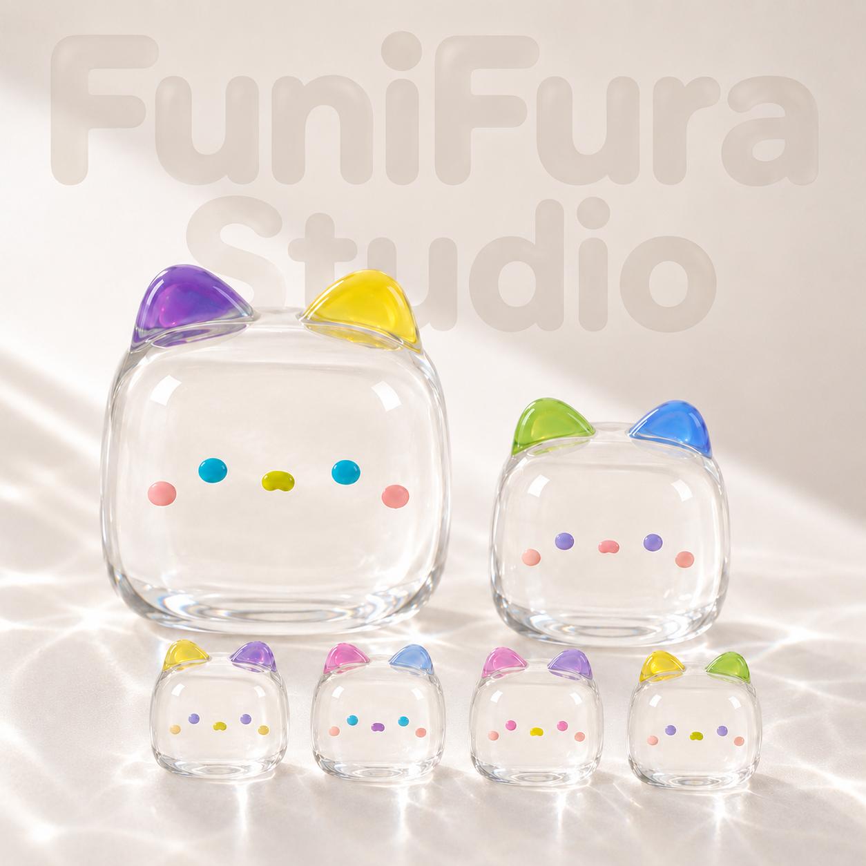 <透明にゃんちゃんファミリーシリーズ>  20g~ 240g フニフラ水感スクイーズ｜飴みたいな透けツヤ感×ぷるぷる水感