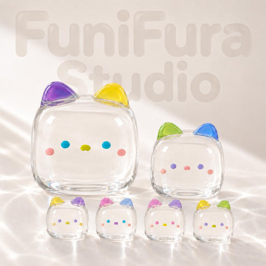 <透明にゃんちゃんファミリーシリーズ>  20g~ 240g フニフラ水感スクイーズ｜飴みたいな透けツヤ感×ぷるぷる水感