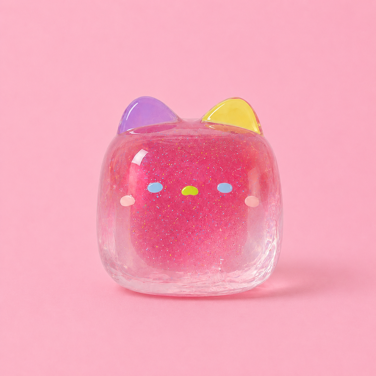 80g 水感レッド＆ブルー2カラーミルクキャンディねこスクイーズ｜透ける飴ツヤ×ぷるんぶるん弾力が可愛い手作り｜