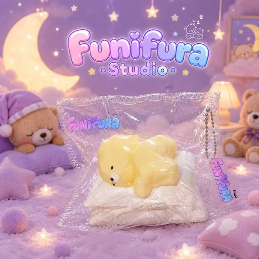 Funifura Studio ねむねむくまちゃん　スクイーズ ダブルクッションデザイン ふわふわ抱き枕 やわらか触感 癒し系 スクイーズおもちゃ ストレス解消