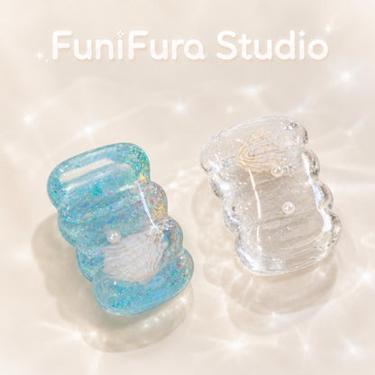 40g 潮のきらめき 水感透明ぷるぷるスクイーズ｜2色選択可｜貝殻×パール｜うるツヤ透明感×超やわらか水感
