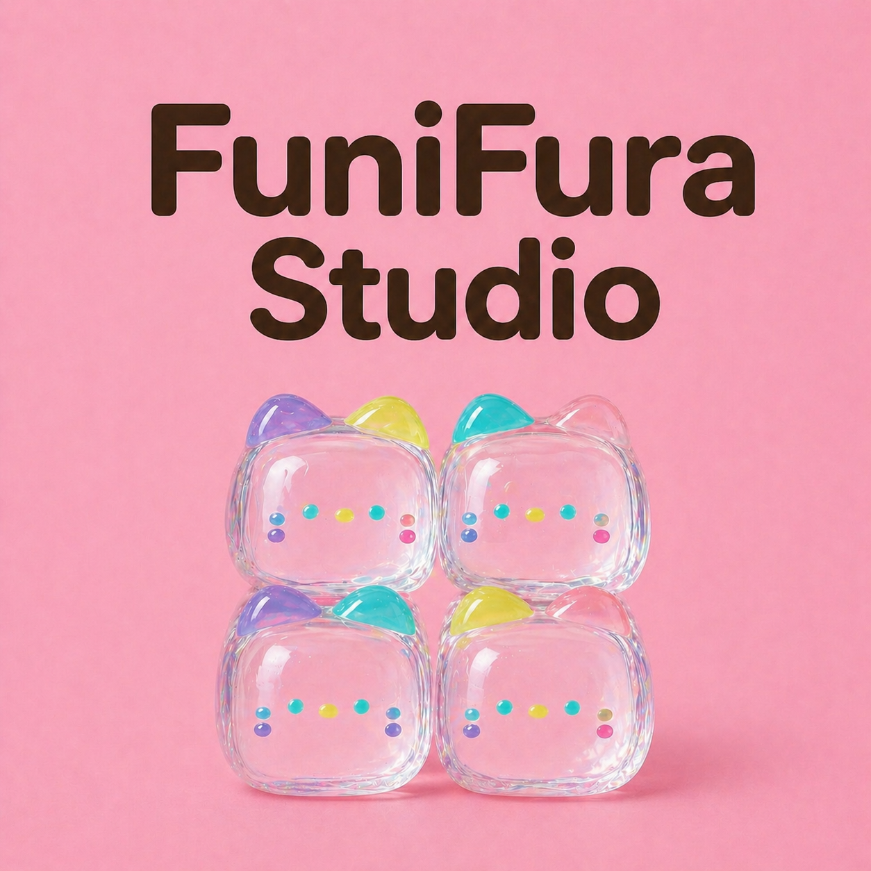 Funifura｜ ～ミルクキャンディ仲良し四つ子～もちとろスクイーズ  透明スクイーズキーホルダー｜ぷるん ぷるぷる ぷにぷに水感｜ もちもち触感｜トロやわスクイーズ｜握って癒される・ストレス解消・ASMR・かわいい雑貨