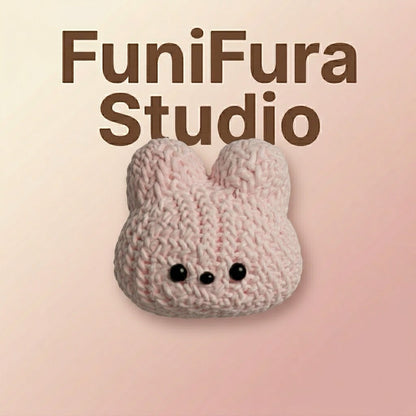 Funifura Studio ニット風もこもこスクイーズ 100g｜ソフトクリーム感ふわもち触感｜編み目デザイン×ゆるかわフェイス｜ハンドメイド癒しトイ