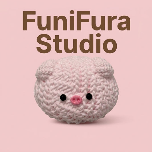 Funifura Studio ニット風もこもこスクイーズ 100g｜ソフトクリーム感ふわもち触感｜編み目デザイン×ゆるかわフェイス｜ハンドメイド癒しトイ