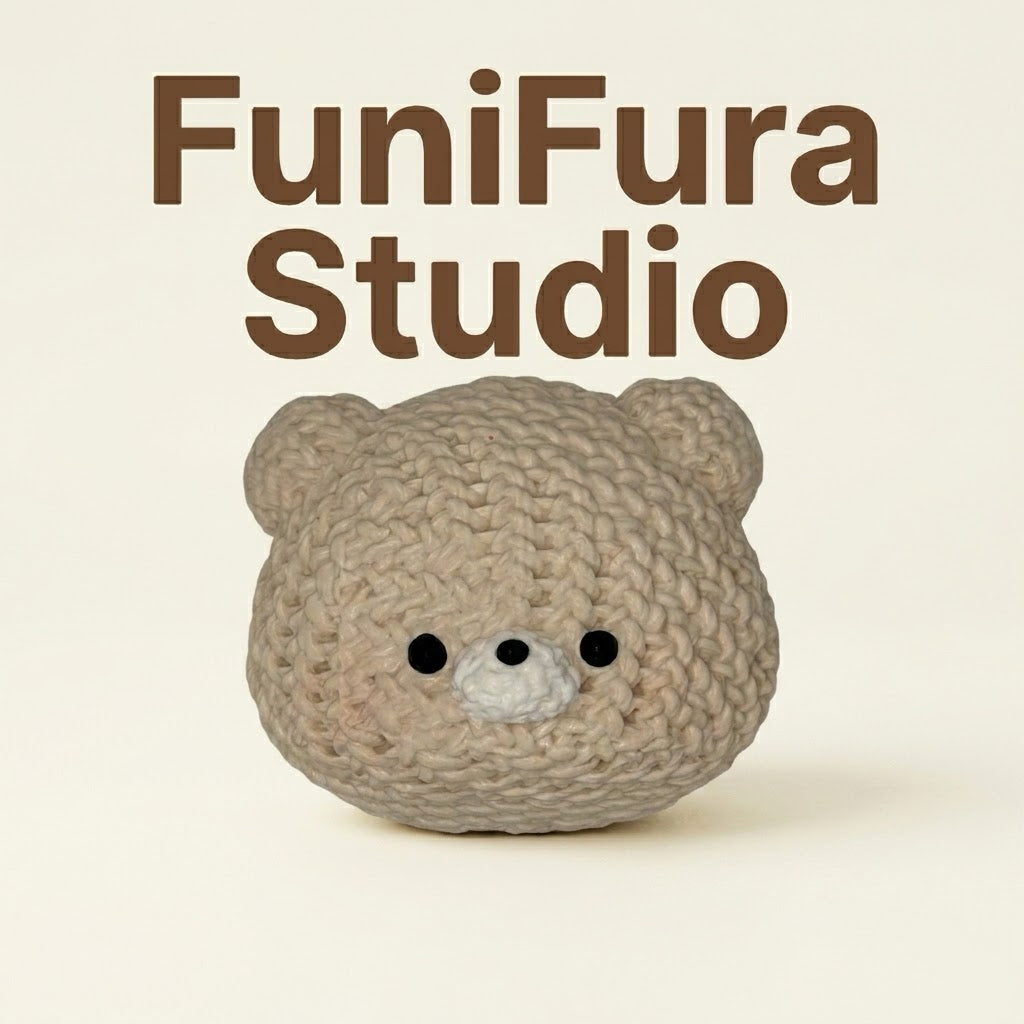 Funifura Studio ニット風もこもこスクイーズ 100g｜ソフトクリーム感ふわもち触感｜編み目デザイン×ゆるかわフェイス｜ハンドメイド癒しトイ