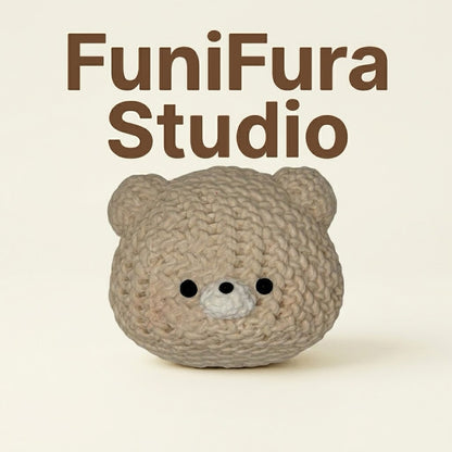Funifura Studio ニット風もこもこスクイーズ 100g｜ソフトクリーム感ふわもち触感｜編み目デザイン×ゆるかわフェイス｜ハンドメイド癒しトイ