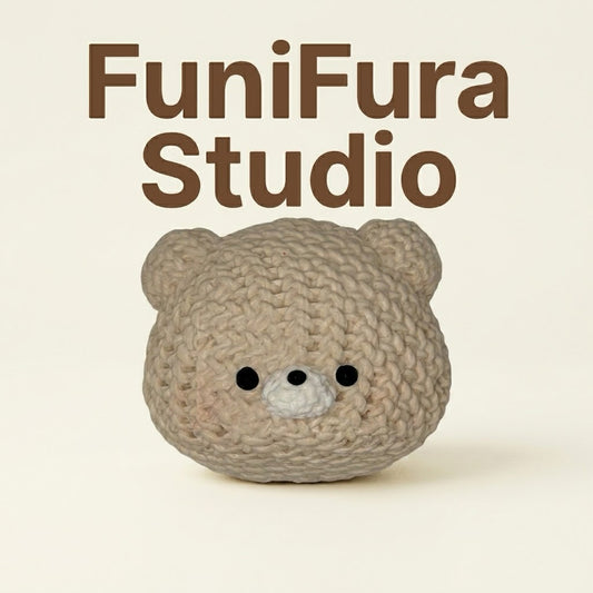Funifura Studio ニット風もこもこスクイーズ 100g｜ソフトクリーム感ふわもち触感｜編み目デザイン×ゆるかわフェイス｜ハンドメイド癒しトイ
