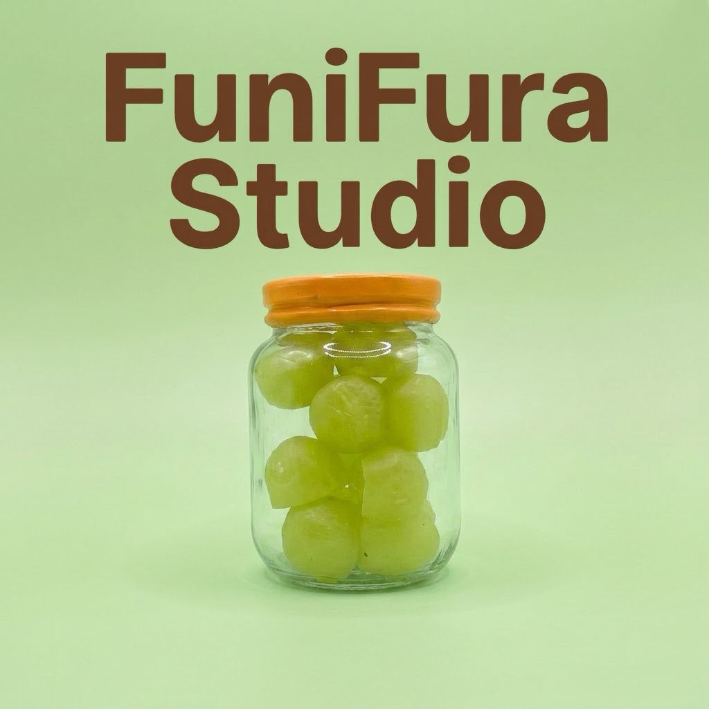 Funifura Studio フルーツジャースクイーズ 183g｜ぎゅっぎゅ泥感触り心地｜硬め高密度タイプ｜カラフルフルーツデザイン｜ハンドメイド癒しトイ