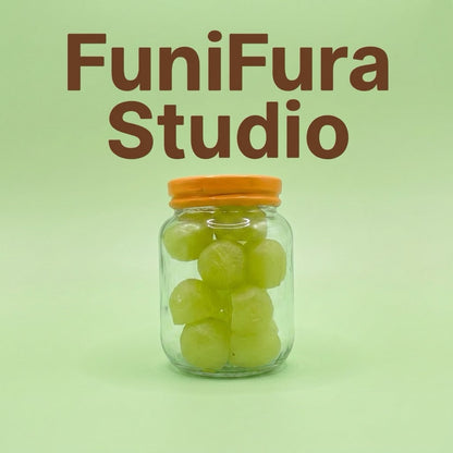 Funifura Studio フルーツジャースクイーズ 183g｜ぎゅっぎゅ泥感触り心地｜硬め高密度タイプ｜カラフルフルーツデザイン｜ハンドメイド癒しトイ