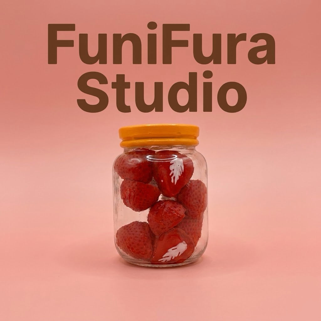Funifura Studio フルーツジャースクイーズ 183g｜ぎゅっぎゅ泥感触り心地｜硬め高密度タイプ｜カラフルフルーツデザイン｜ハンドメイド癒しトイ