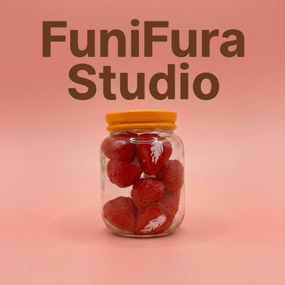 Funifura Studio フルーツジャースクイーズ 183g｜ぎゅっぎゅ泥感触り心地｜硬め高密度タイプ｜カラフルフルーツデザイン｜ハンドメイド癒しトイ