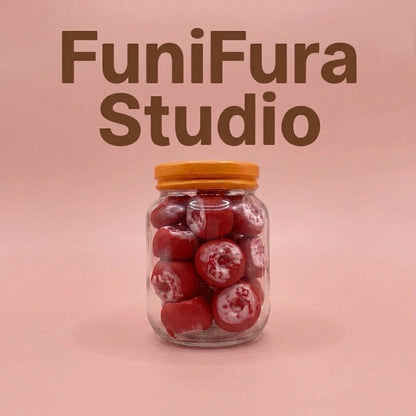 Funifura Studio フルーツジャースクイーズ 183g｜ぎゅっぎゅ泥感触り心地｜硬め高密度タイプ｜カラフルフルーツデザイン｜ハンドメイド癒しトイ