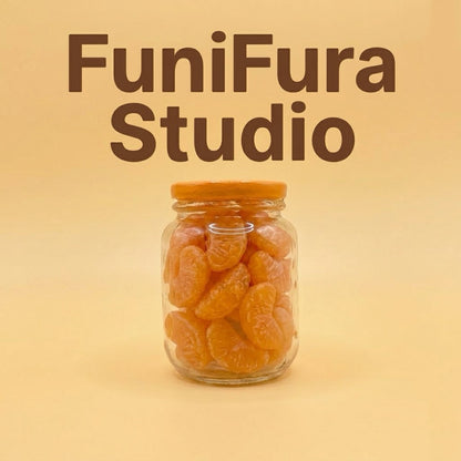 Funifura Studio フルーツジャースクイーズ 183g｜ぎゅっぎゅ泥感触り心地｜硬め高密度タイプ｜カラフルフルーツデザイン｜ハンドメイド癒しトイ