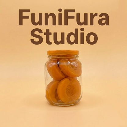 Funifura Studio フルーツジャースクイーズ 183g｜ぎゅっぎゅ泥感触り心地｜硬め高密度タイプ｜カラフルフルーツデザイン｜ハンドメイド癒しトイ