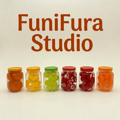 Funifura Studio フルーツジャースクイーズ 183g｜ぎゅっぎゅ泥感触り心地｜硬め高密度タイプ｜カラフルフルーツデザイン｜ハンドメイド癒しトイ