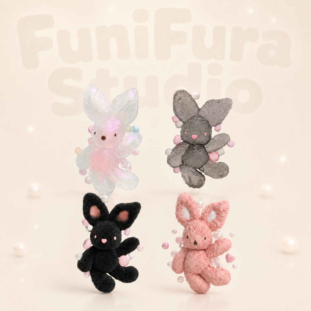 フニフラ – 4色展開！超軽量15グラムの、柔らかくてかわいいうさぎのキーホルダー。